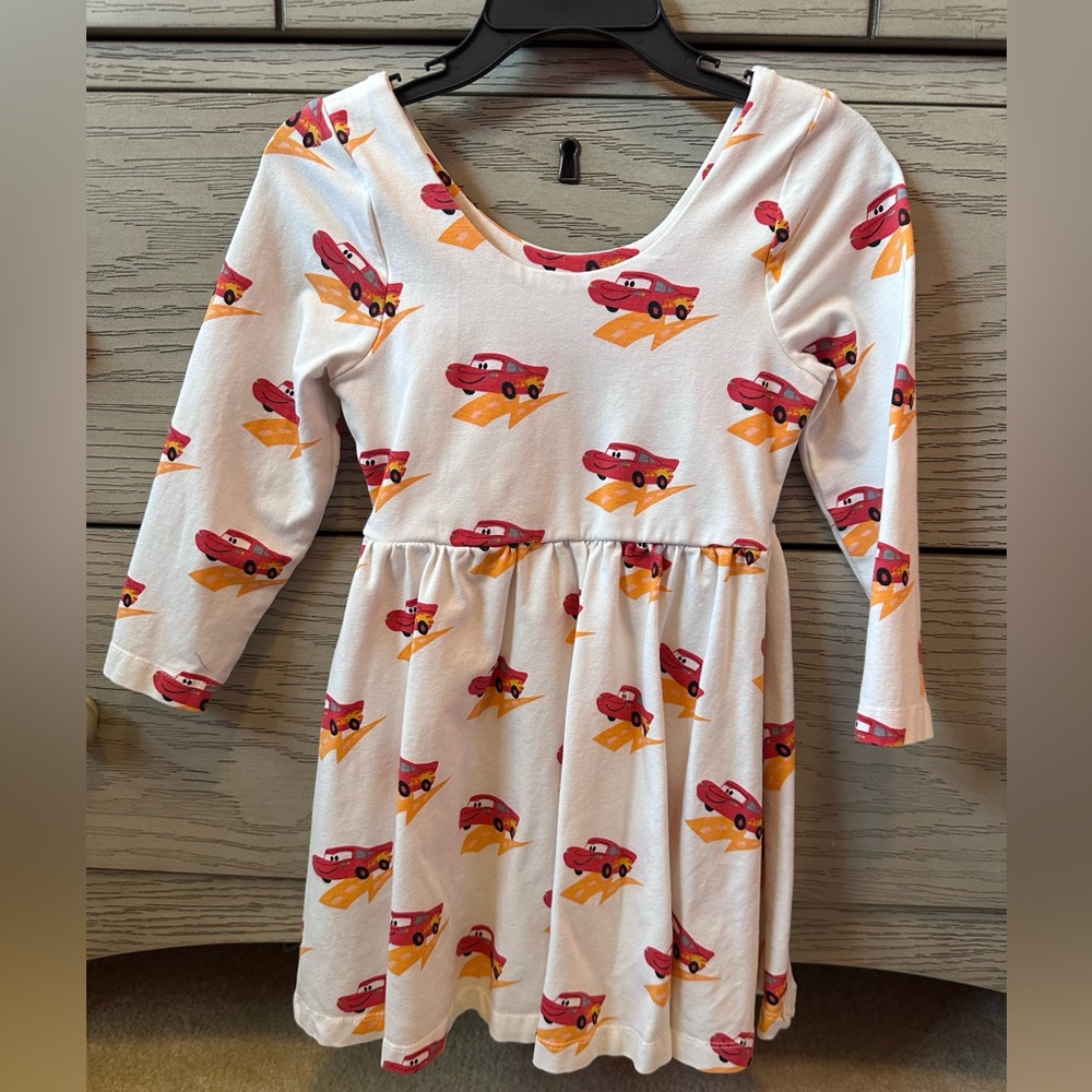 Disney Cars Lightning McQueen Print Dress - White and Red - Picture 3 of 4